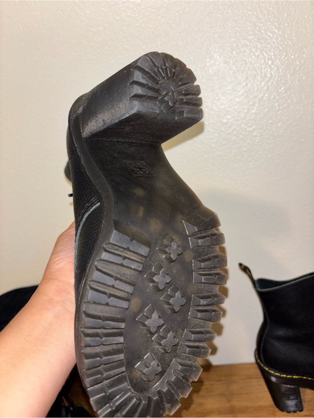 Dr. Martens Kendra Milled Nappa Black Leather Lug-Heel Boot 7 - Picture 5 of 7